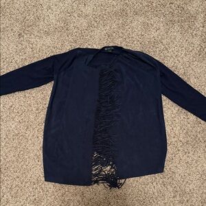 Navy Fringe INC CARDIGAN